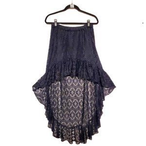 Boho Layered Fishnet High/Low Maxi Skirt. One Size